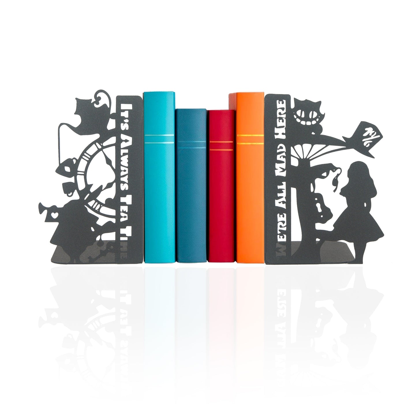 Alice in Wonderland Bookends, Wonderland Bookends, Decorative Fairy Tale Heroes Book Supports for Kids, Fantasy Adventure Themed Book Stands, Gift for Kids, Alice Through The Looking Glass Book Ends