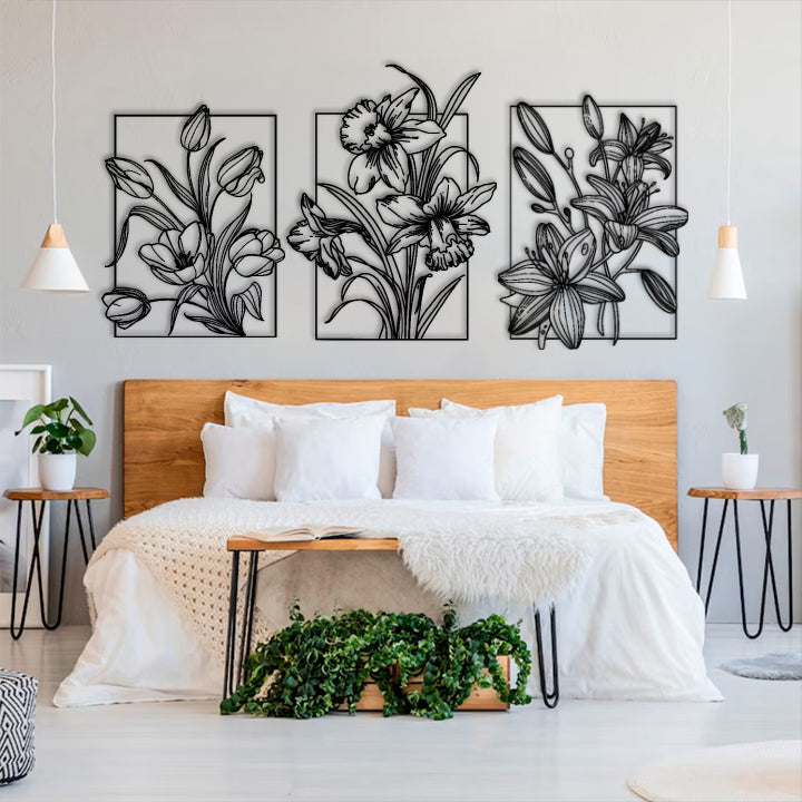 Flower Patterned Metal Wall Decorations