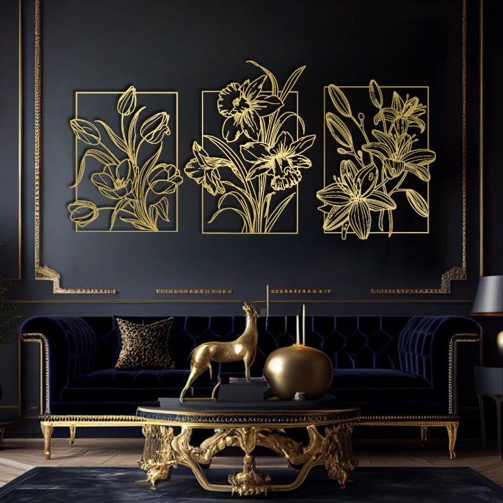 Flower Patterned Metal Wall Decorations