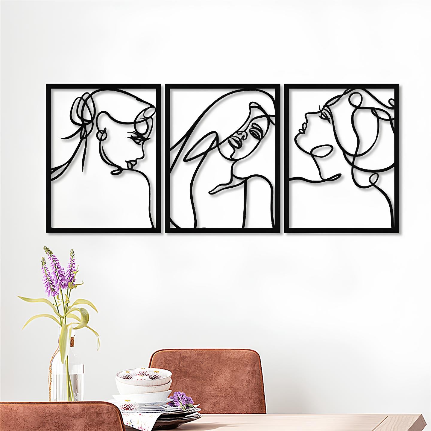 One Line Art Woman Wall Decor