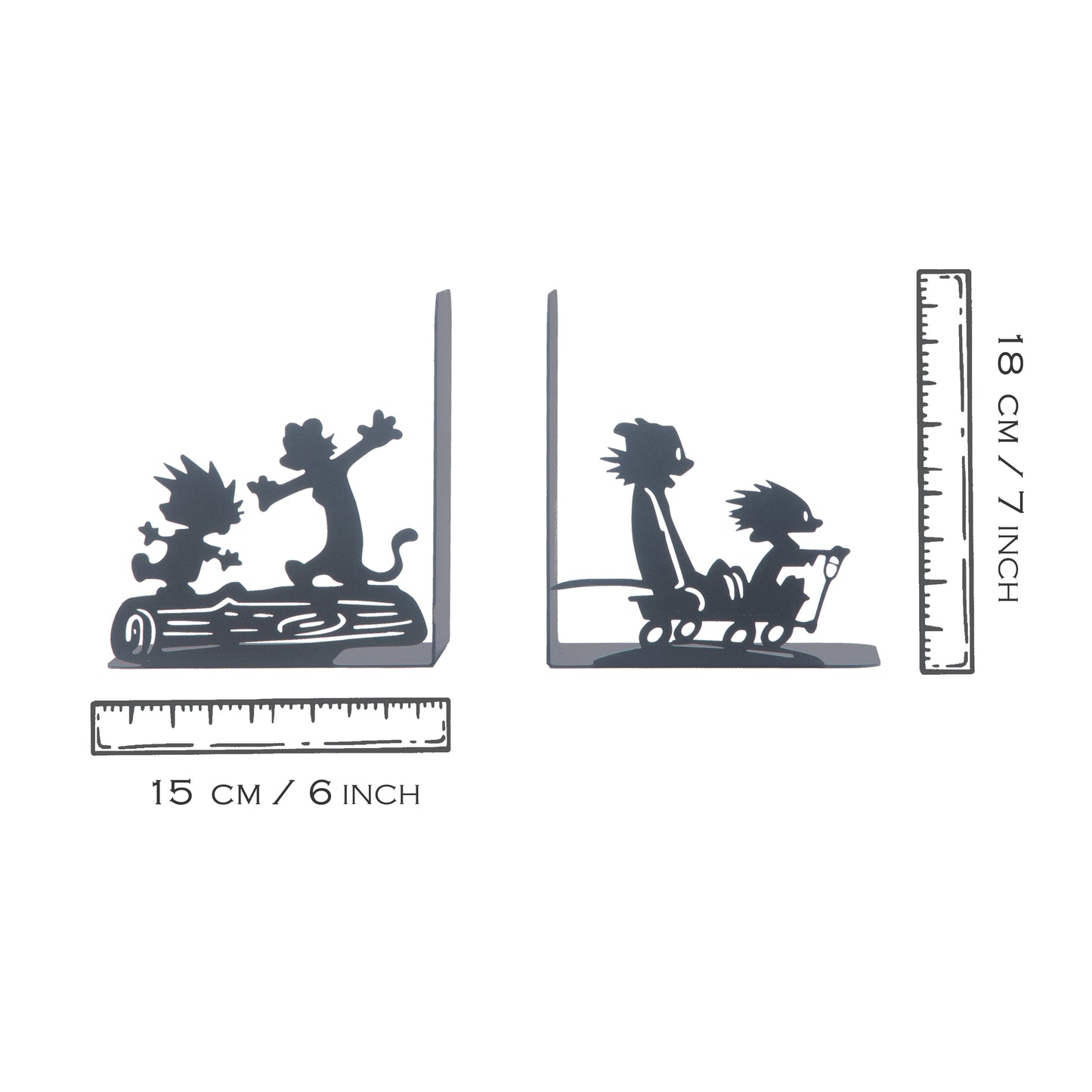 Calvin and Hobbes Bookends, Anime Bookend, Decorative Comics Metal Bookends, Cartoon Book Supports for Kids Room, Custom Bookends, Super Heroes Book Stands, Gift for Kids, Best Gift