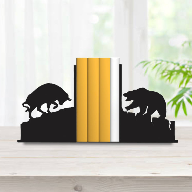 Bear vs Bull Figured Metal Book Holder