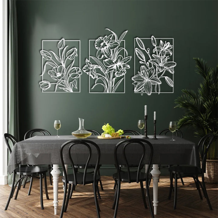 Flower Patterned Metal Wall Decorations