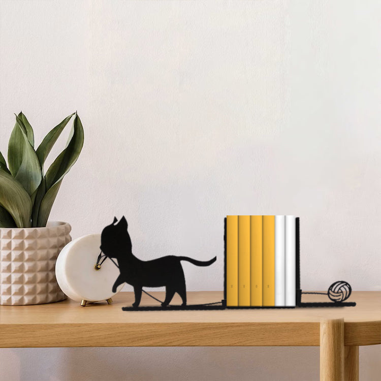 Naughty Cat Figurine Bookend Playing with String