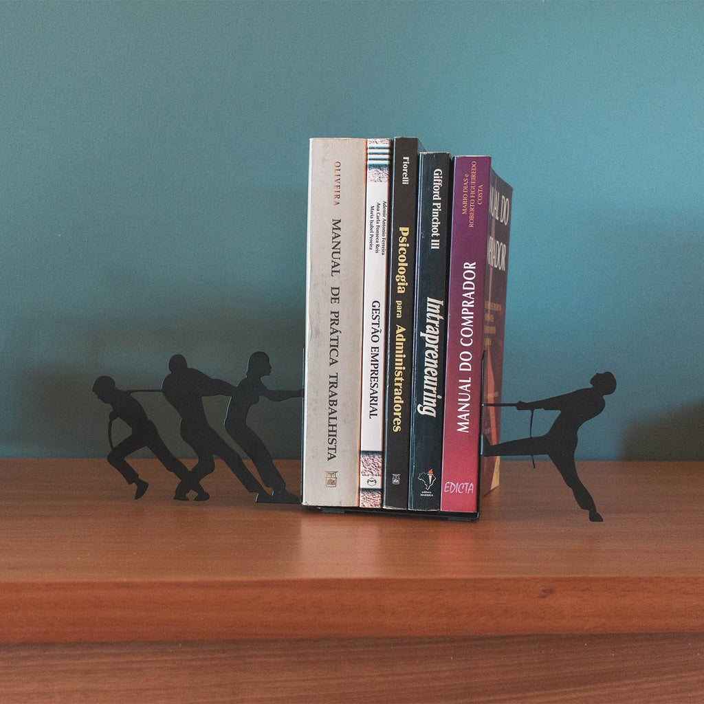 Conflict of Power Themed Metal Book Holder, Clash of Ideas Book Support