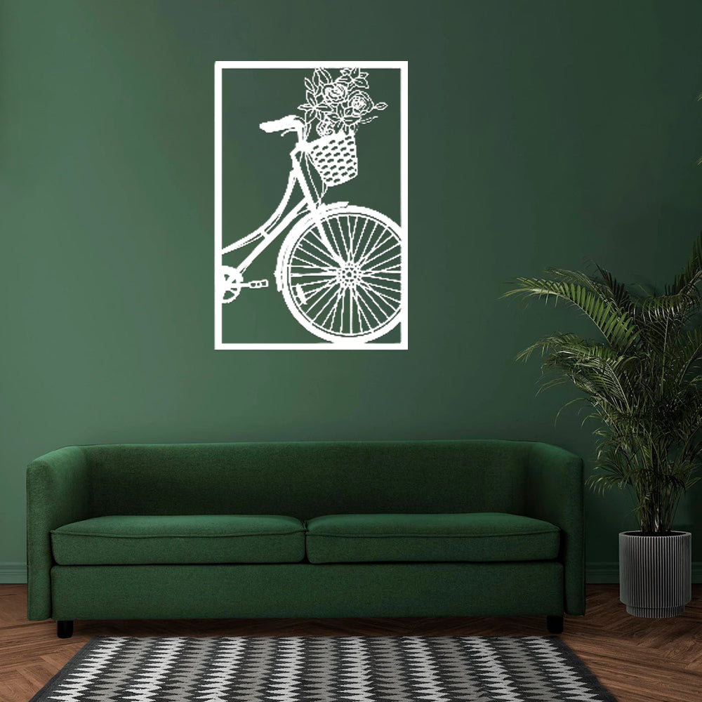 Bicycle With flowers In Basket Wall Art