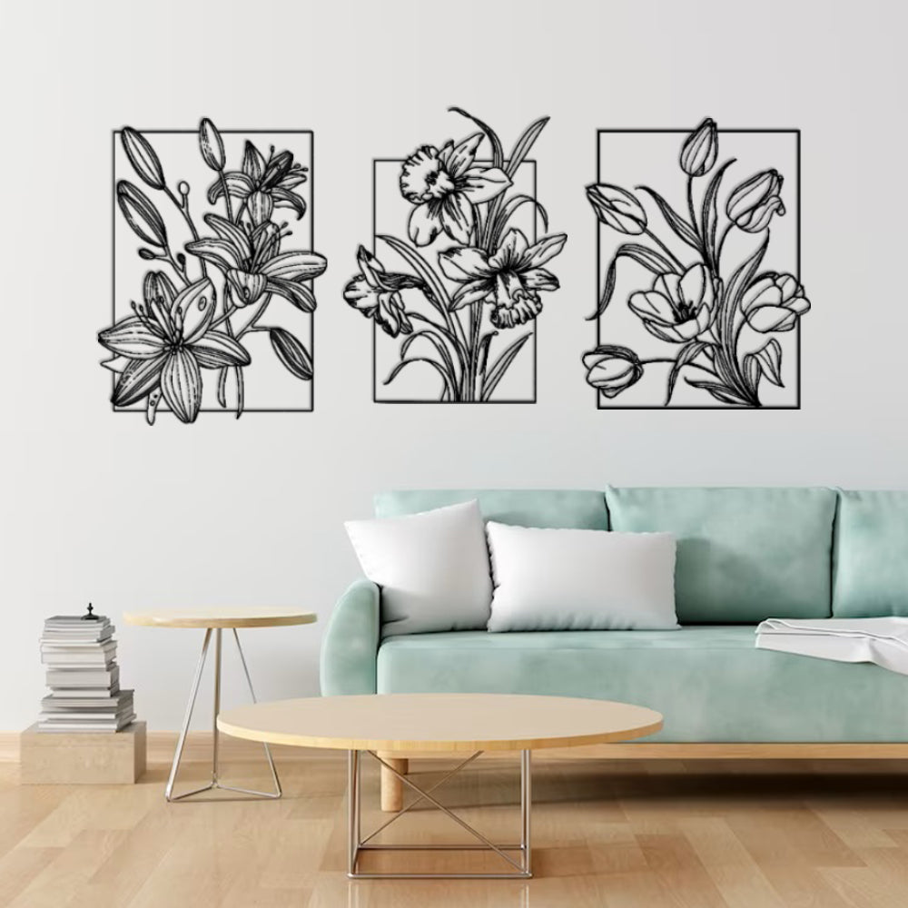 Flower Patterned Metal Wall Decorations