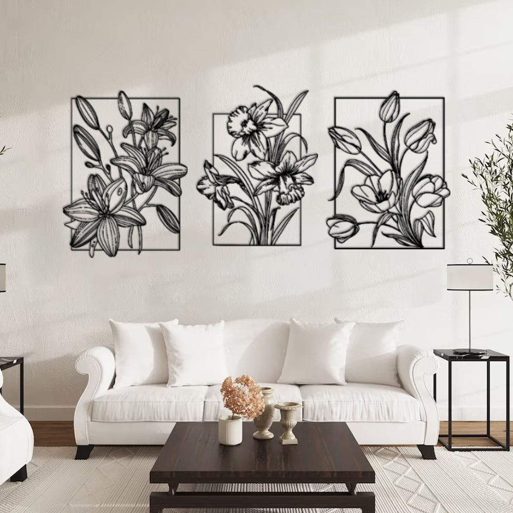 Flower Patterned Metal Wall Decorations