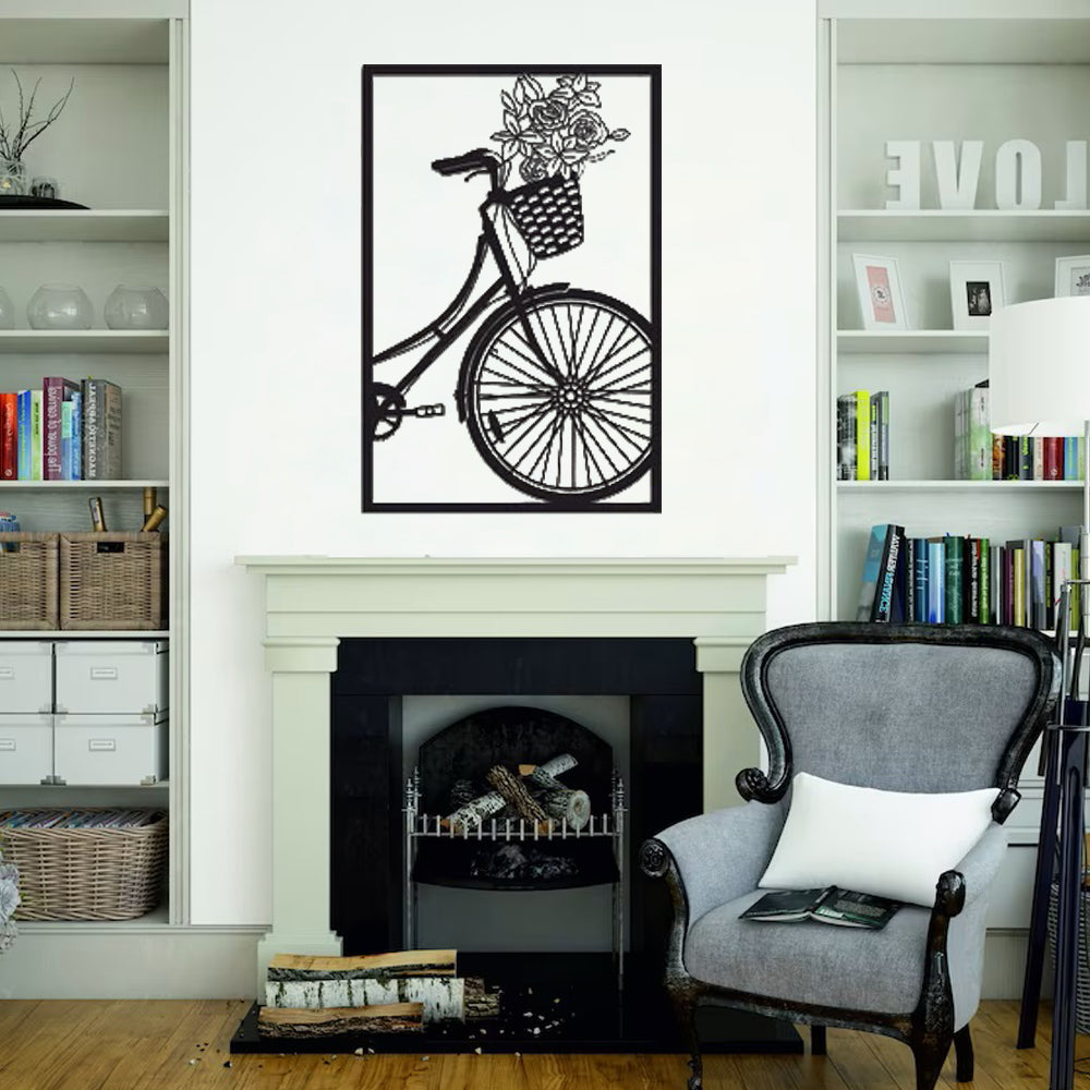 Bicycle With flowers In Basket Wall Art