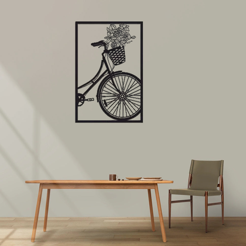 Bicycle With flowers In Basket Wall Art