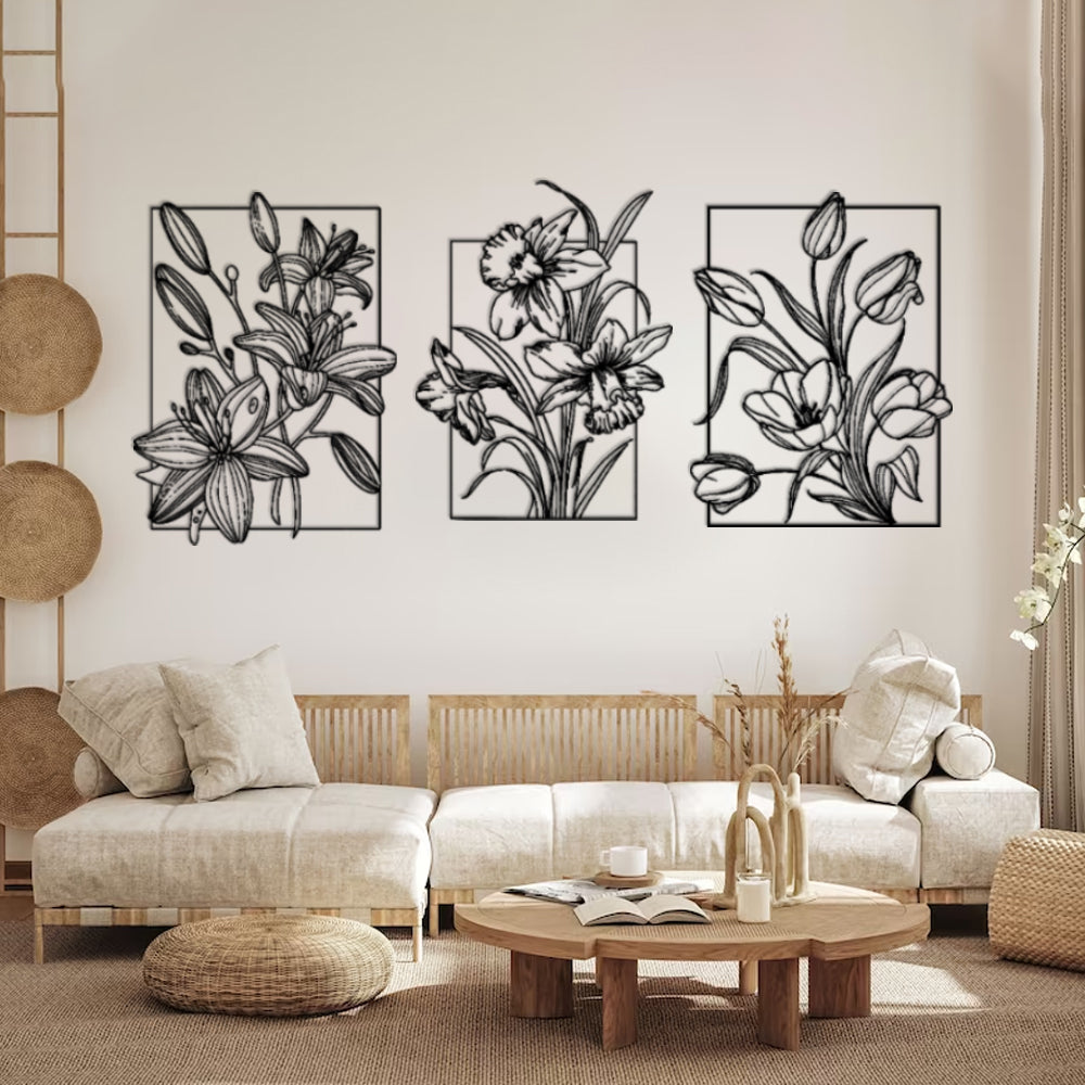 Flower Patterned Metal Wall Decorations