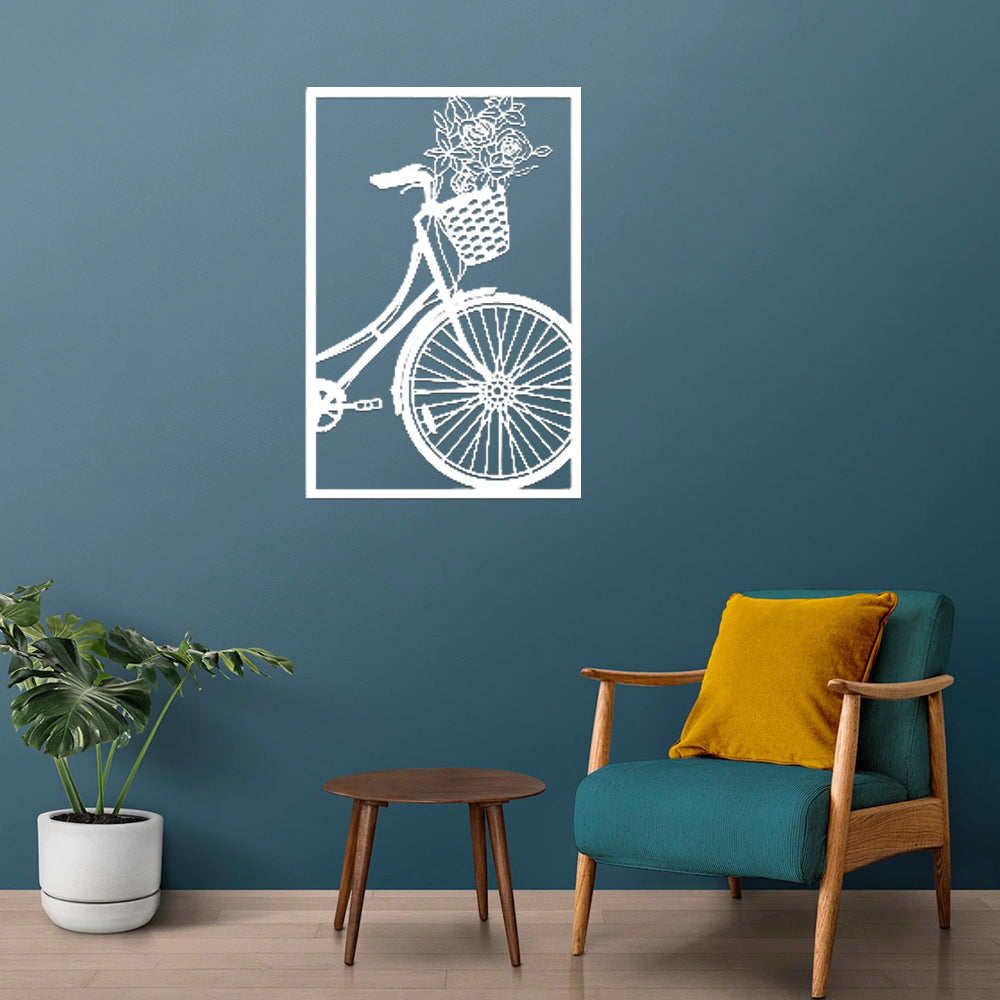 Bicycle With flowers In Basket Wall Art