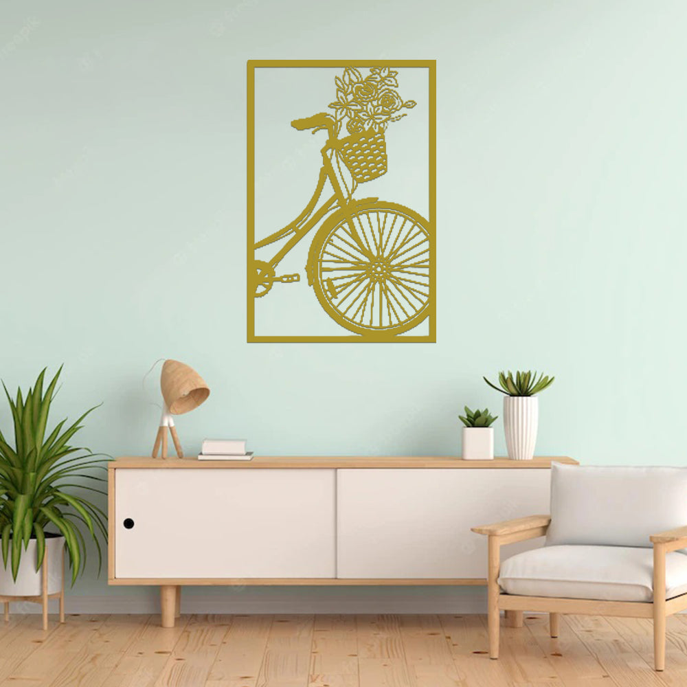 Bicycle With flowers In Basket Wall Art