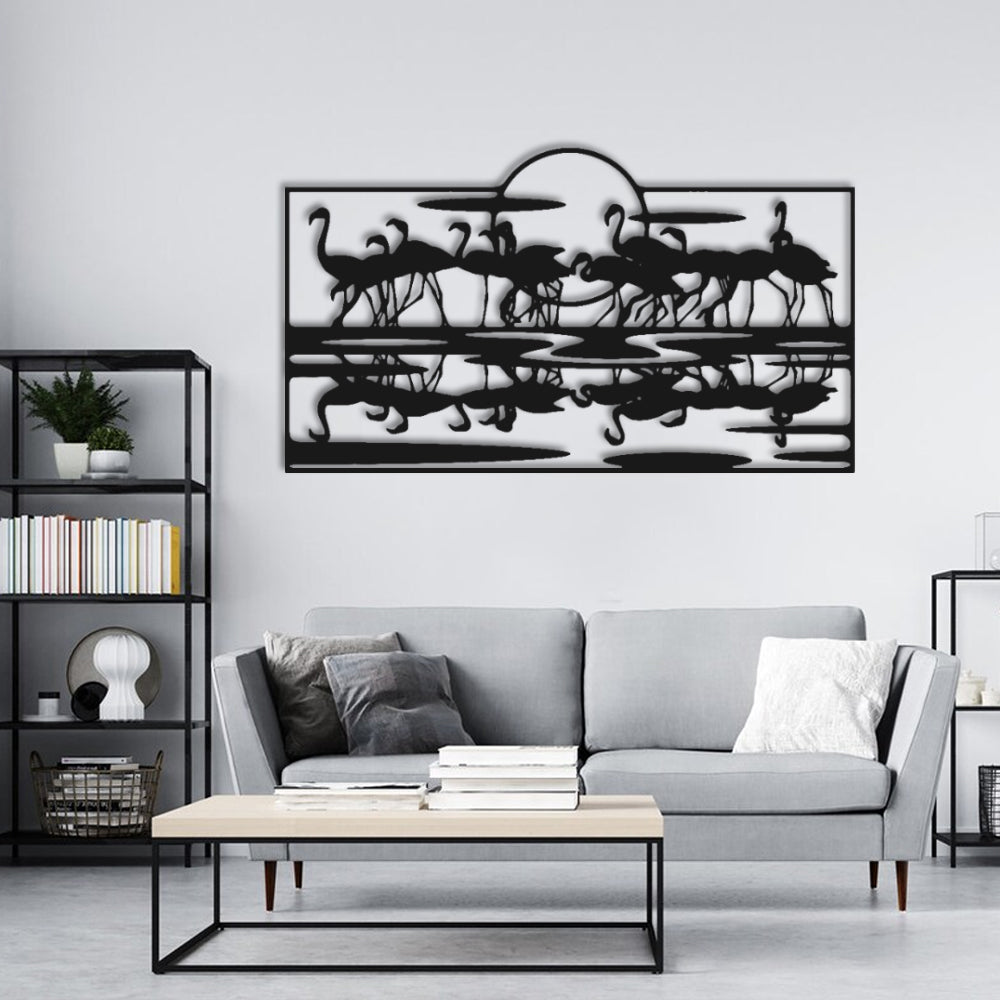 Flamingo Dance at Sunset Wall Art