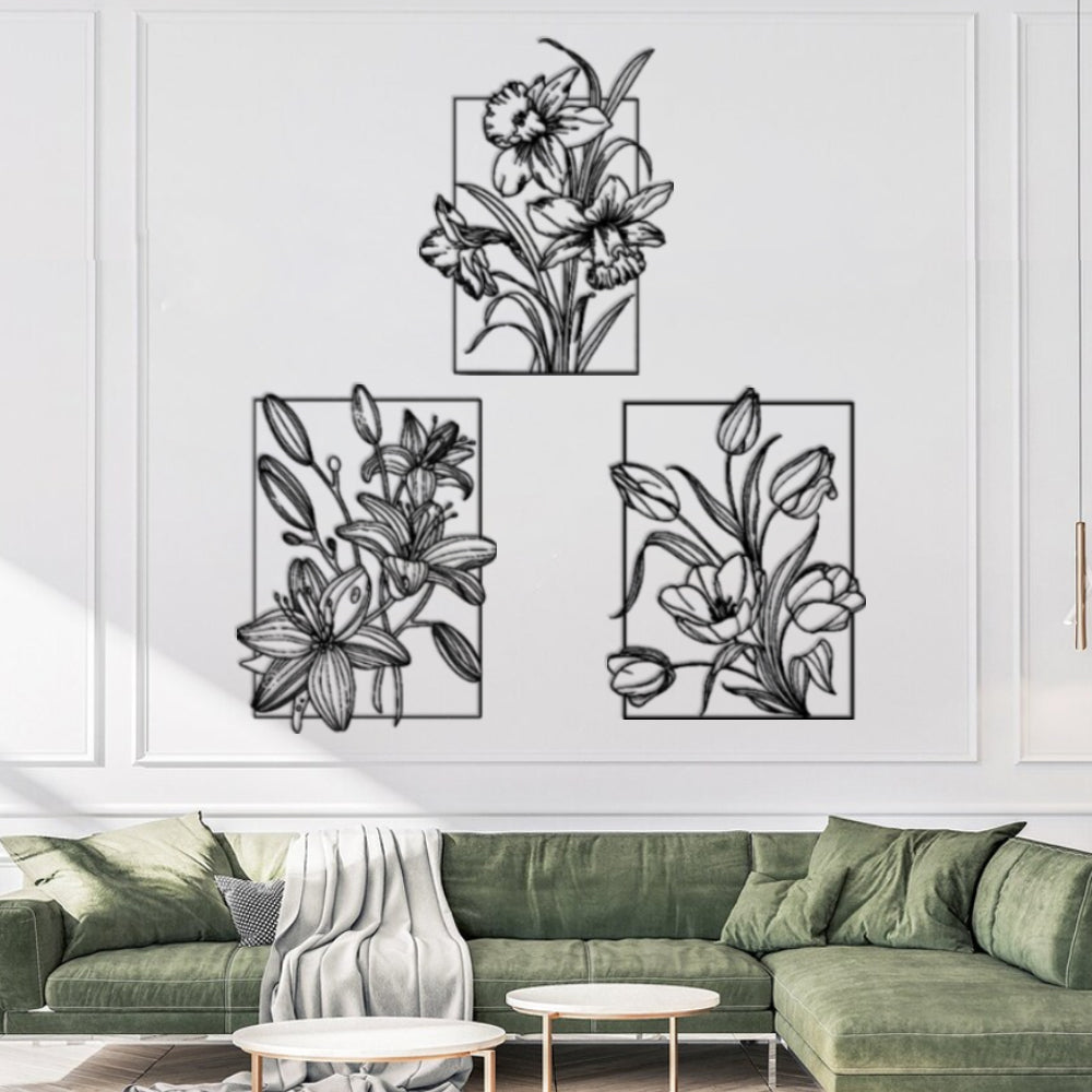 Flower Patterned Metal Wall Decorations