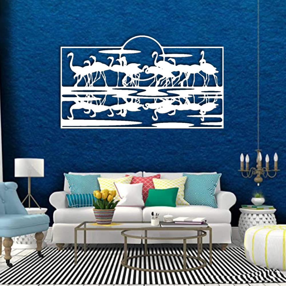 Flamingo Dance at Sunset Wall Art