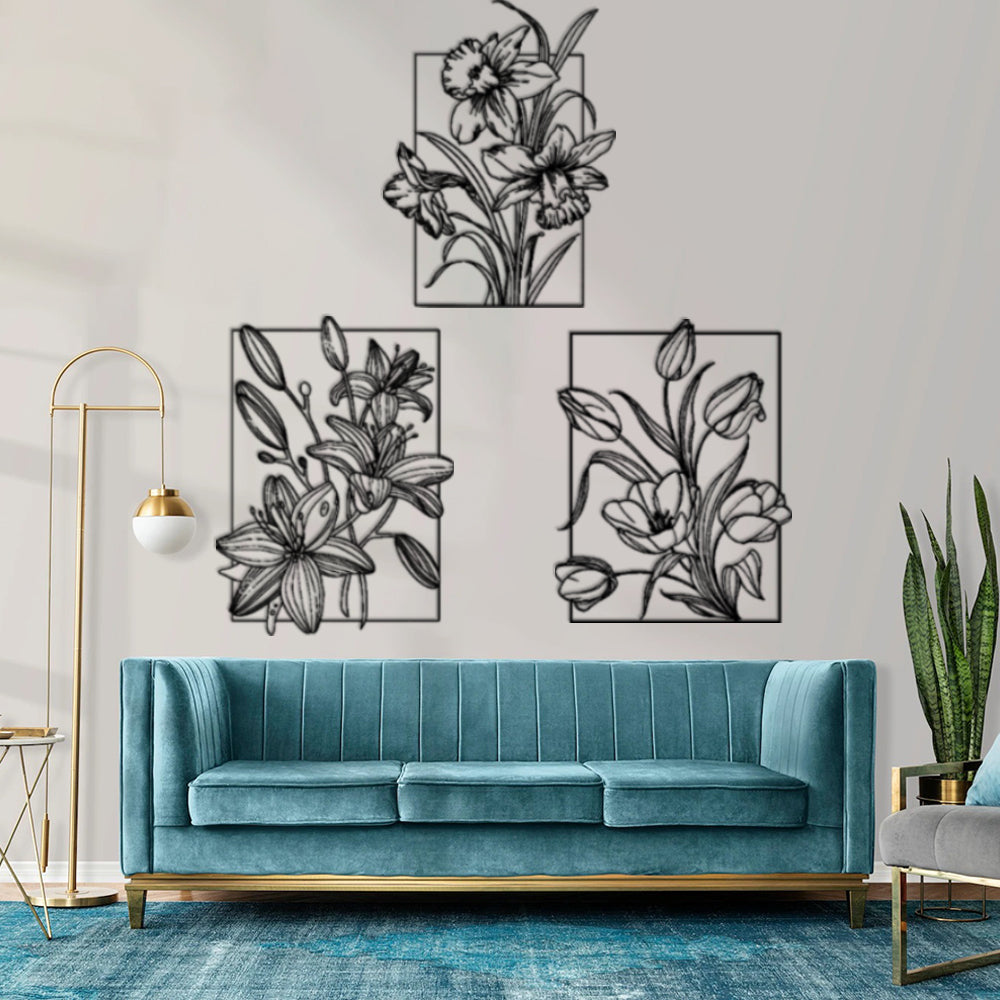 Flower Patterned Metal Wall Decorations