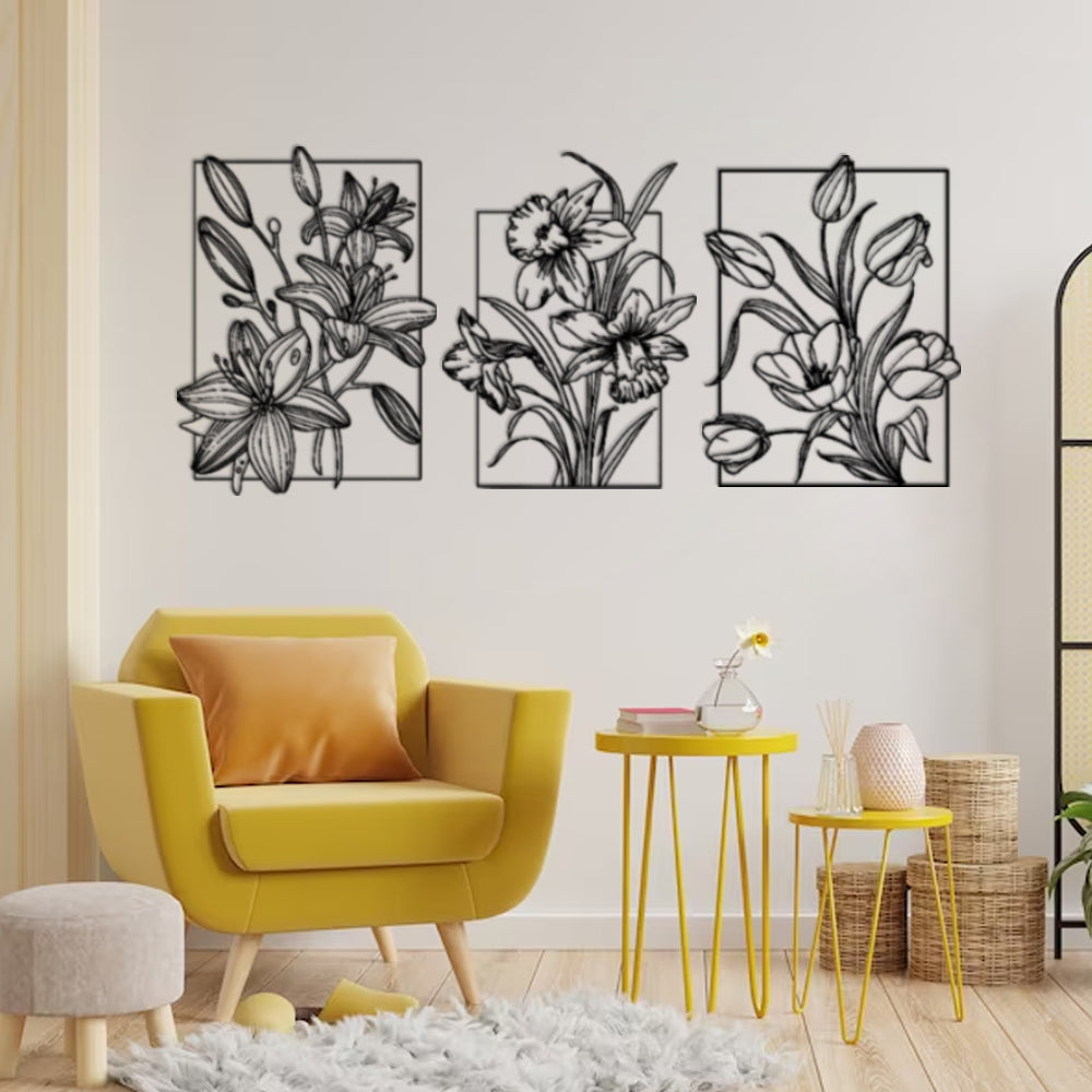 Flower Patterned Metal Wall Decorations