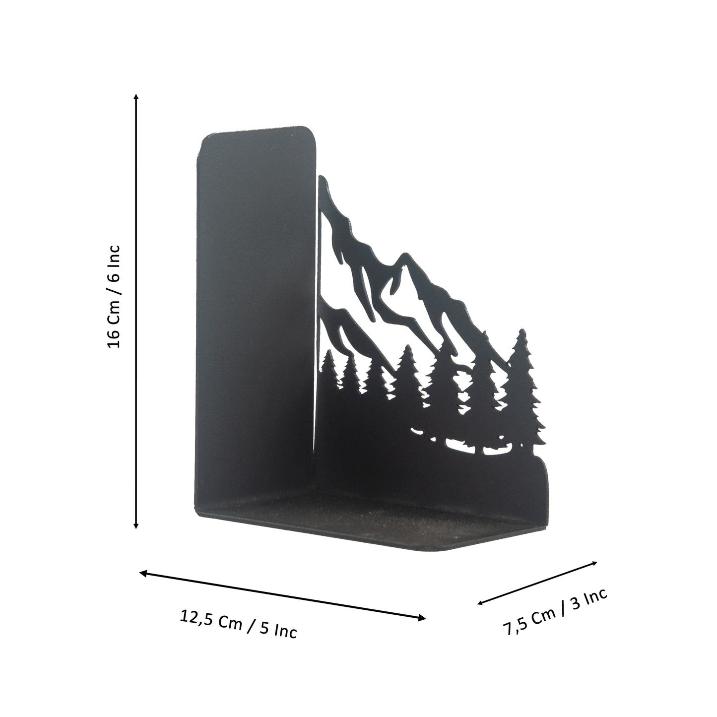 Decorative Mountain Silhouette Metal Bookends, Landscape Design, Forest Theme Book End, Mountain View Metal Bookends, Landscape Bookend, Forest Silhouette Book Holder, Tree Figured Bookend