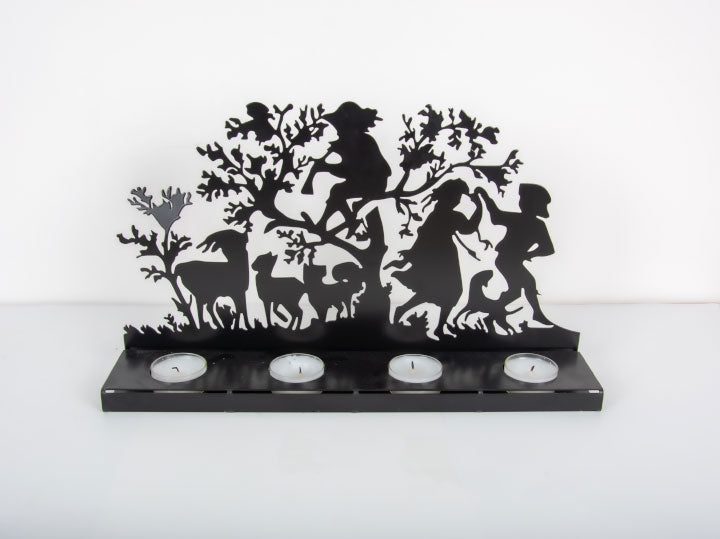 Happy Girl With Animals in Forest Themed Candle Stand