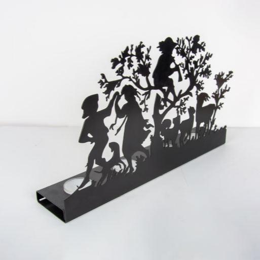 Happy Girl With Animals in Forest Themed Candle Stand