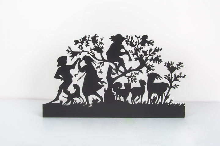 Happy Girl With Animals in Forest Themed Candle Stand