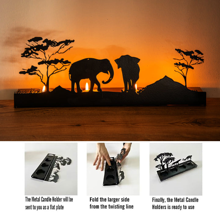 The Wild Beauty of Africa: Elephant and Trees Figured Tealight Candle Holder