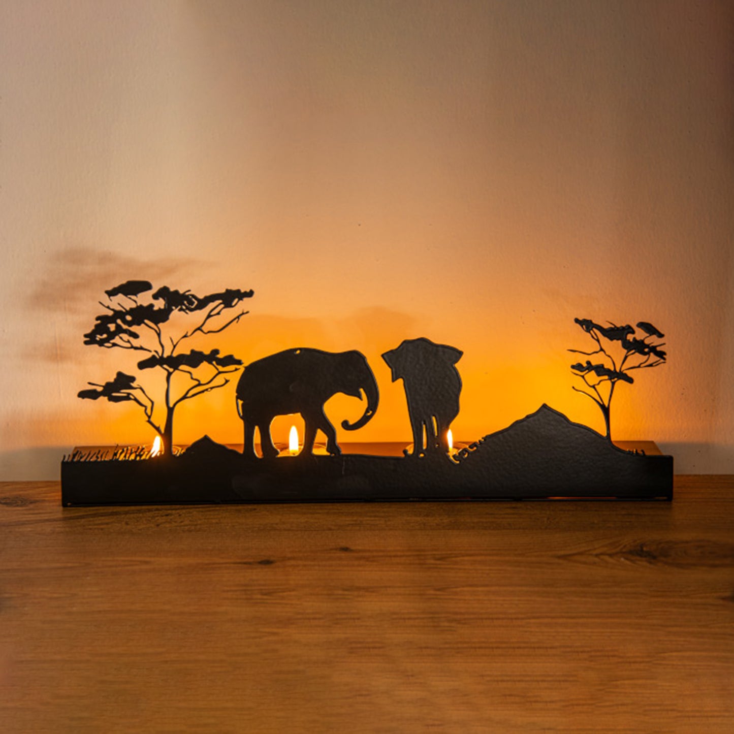 The Wild Beauty of Africa: Elephant and Trees Figured Tealight Candle Holder