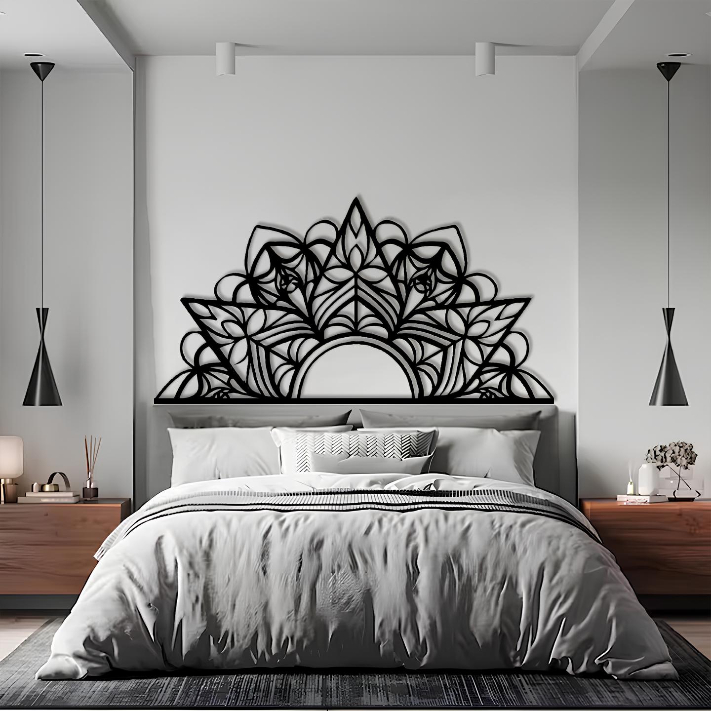 Vintage Headboard, Mandala Pattern Wall Decor