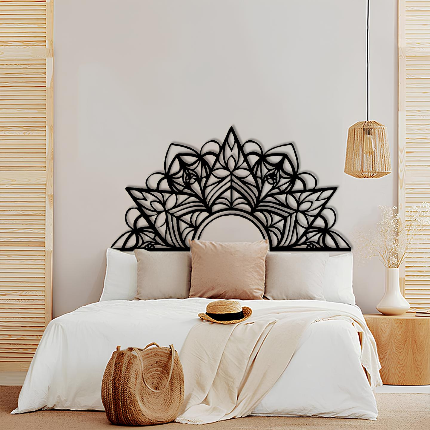 Vintage Headboard, Mandala Pattern Wall Decor