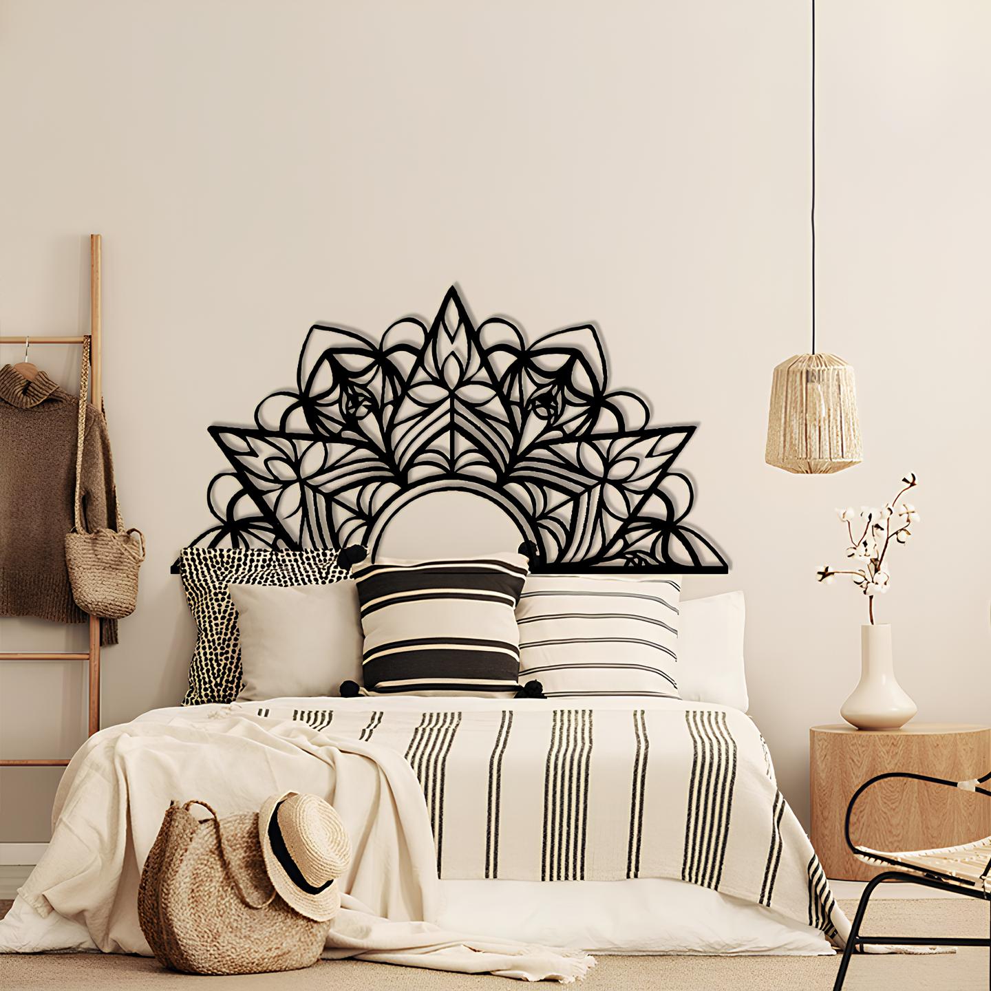 Vintage Headboard, Mandala Pattern Wall Decor