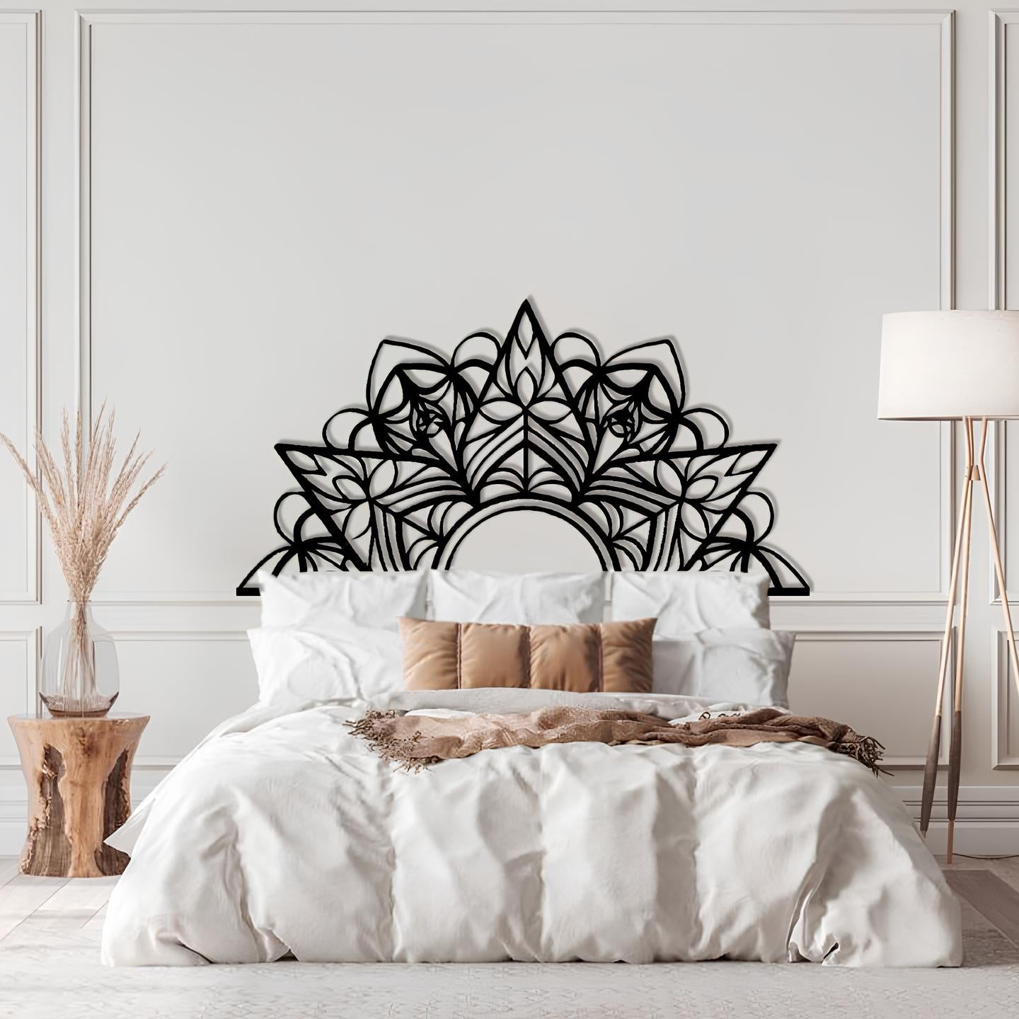 Vintage Headboard, Mandala Pattern Wall Decor