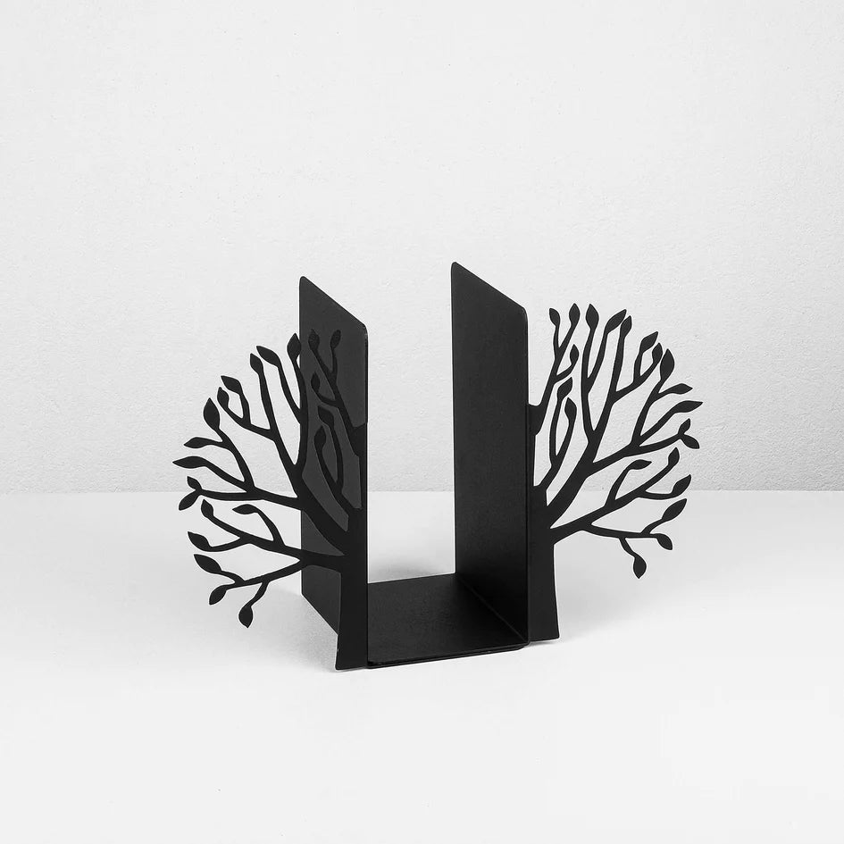 Tree Bookend , Black Metal Book Support