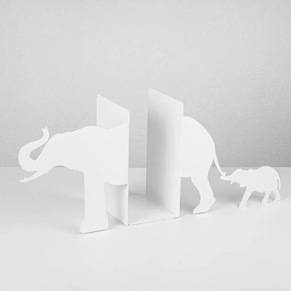 Cute Baby Elephant and Mommy Bookend