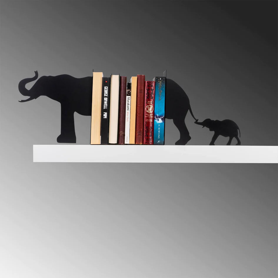 Cute Baby Elephant and Mommy Bookend