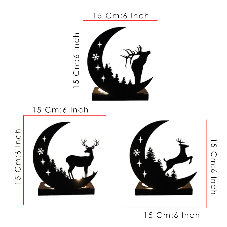 Dancing Deer in the Moonlight - Metal Tealight Candle Holder