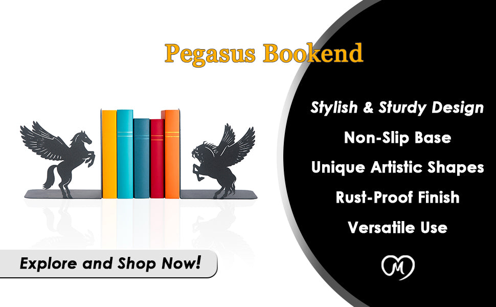 Pegasus Bookends, Flying Horse Bookends, Decorative Metal Book Support, Greek Mythological Creatures Book ends, Pegasus Book Holders, Cartoon Book Stands, Gift For Children