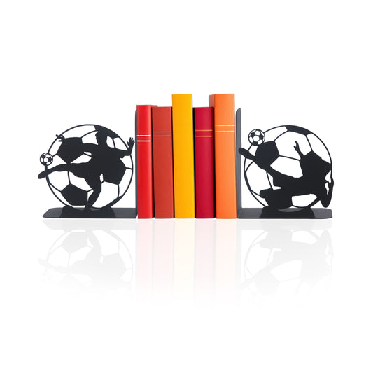 Football Players Book end, Soccer Players Bookend, Decorative Player Metal Book Holders, Football Themed Book Supports for Kids Room, Football Players Silhouette Book Ends  Gift For Boys