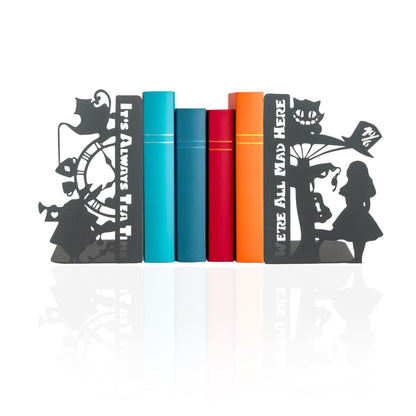 Alice in Wonderland Bookends, Wonderland Bookends, Decorative Fairy Tale Heroes Book Supports for Kids, Fantasy Adventure Themed Book Stands, Gift for Kids, Alice Through The Looking Glass Book Ends