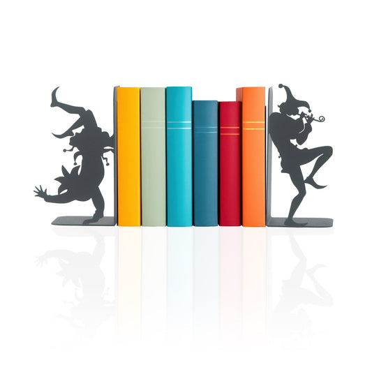 Bookends Jester, Clown Bookends, Decorative Metal Book Holders, Jesters Bookends, Acropath Book Supports, Court Middle Age Theme and Jesters Book Stands, The Sad Jester Book Supports, Gift for Kids