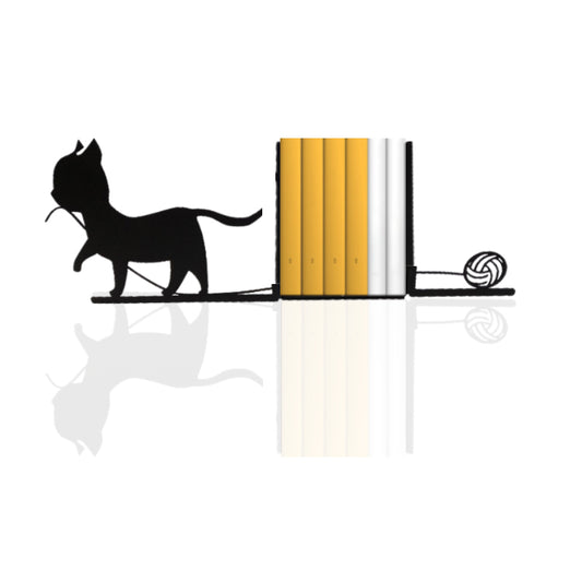 Naughty Cat Figurine Bookend Playing with String