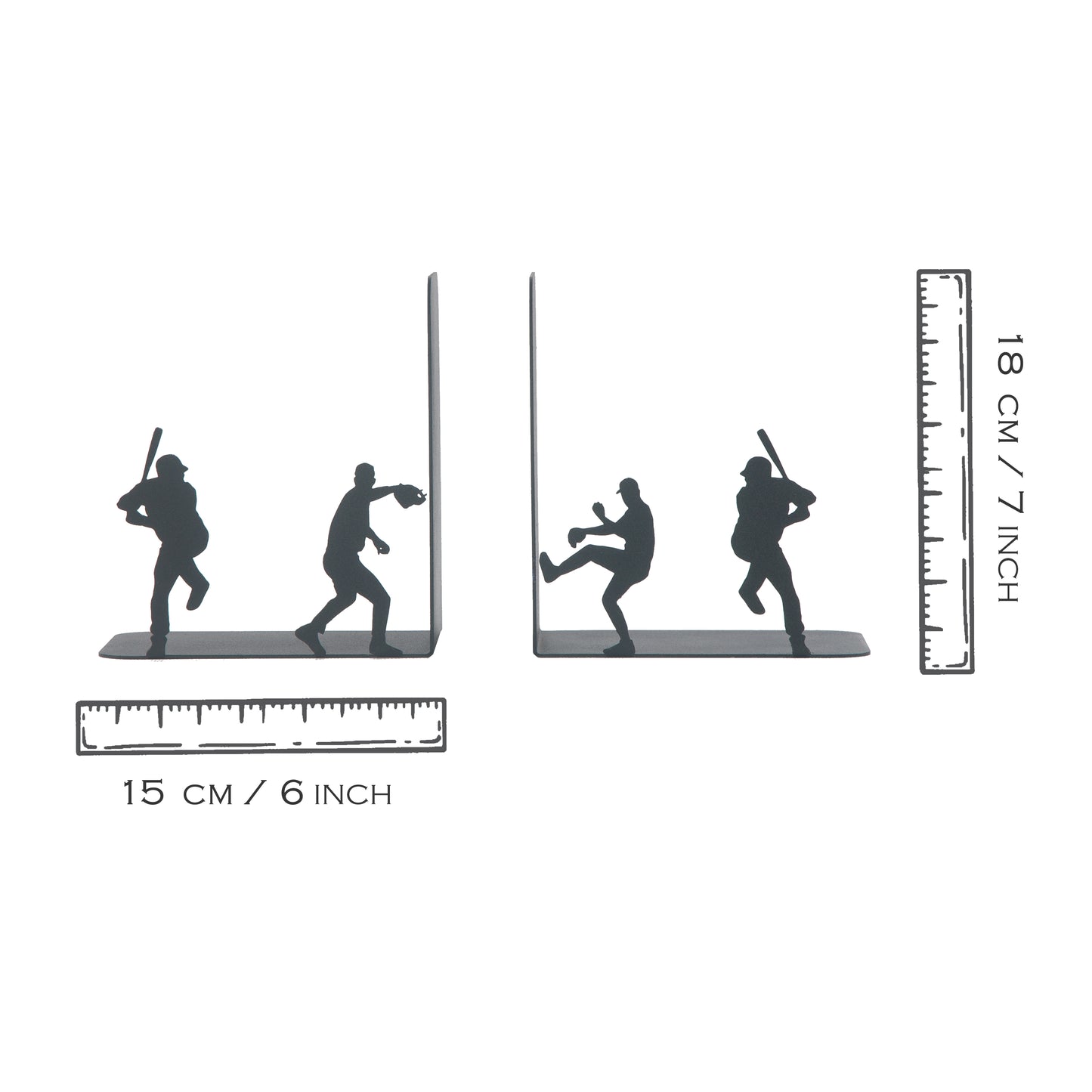 Baseball Player Silhouette Bookends, Sports Themed Decorative Book Holders, Gift for Kids and Fans, Greaters Baseball Player Bookends, Major League Players, Bookend for Sport Fan