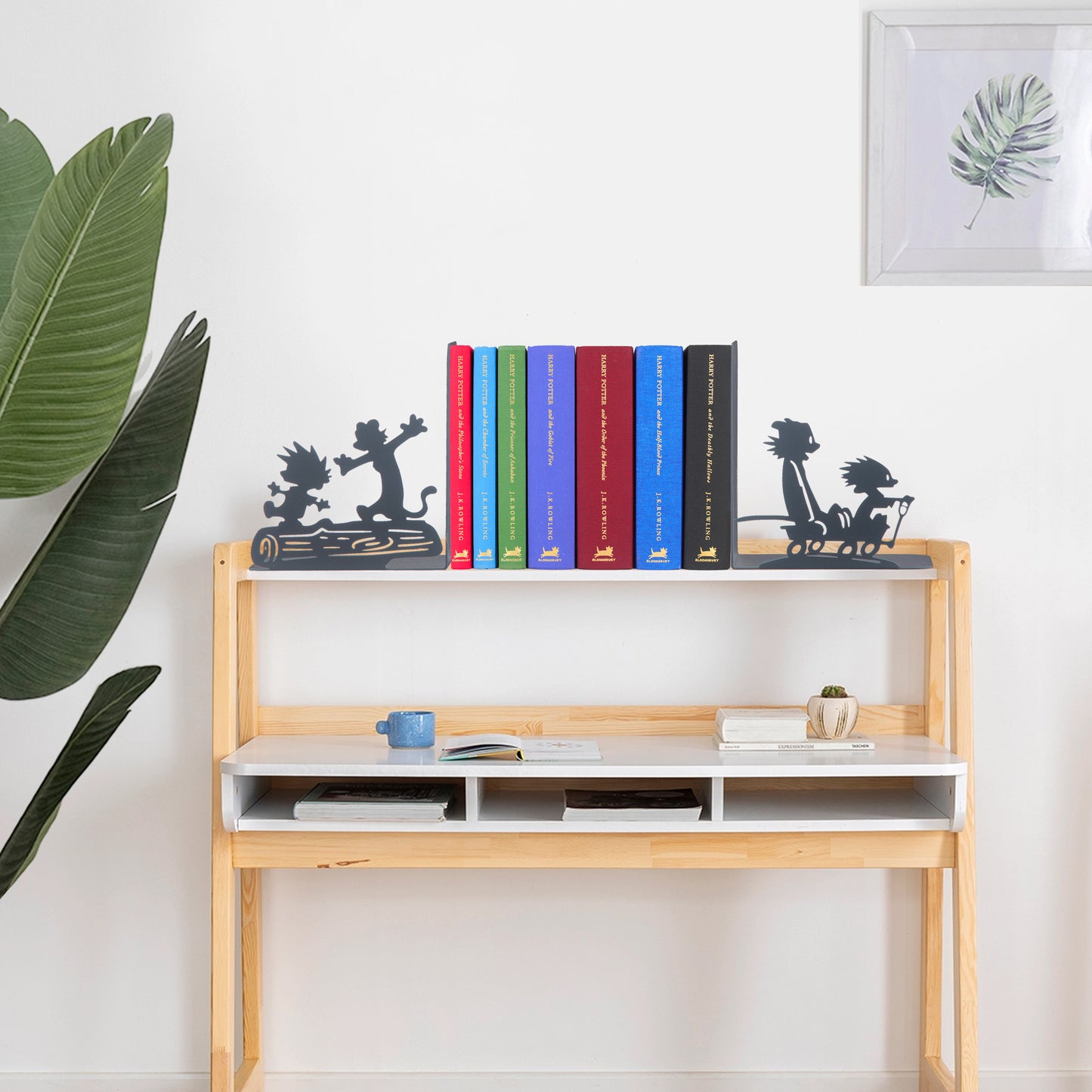 Calvin and Hobbes Bookends, Anime Bookend, Decorative Comics Metal Bookends, Cartoon Book Supports for Kids Room, Custom Bookends, Super Heroes Book Stands, Gift for Kids, Best Gift