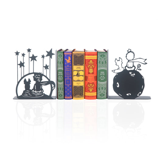The Little Prince Bookend, Fairy Tale Hero Bookend, Cartoon Metal Bookends, The Little Prince, and His Rose Book Supports for Kids, Super Heroes Book Stands, Gift for Kids, Stars Book Ends
