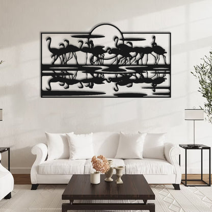 Flamingo Dance at Sunset Wall Art