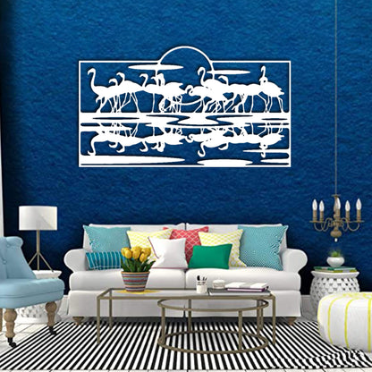 Flamingo Dance at Sunset Wall Art