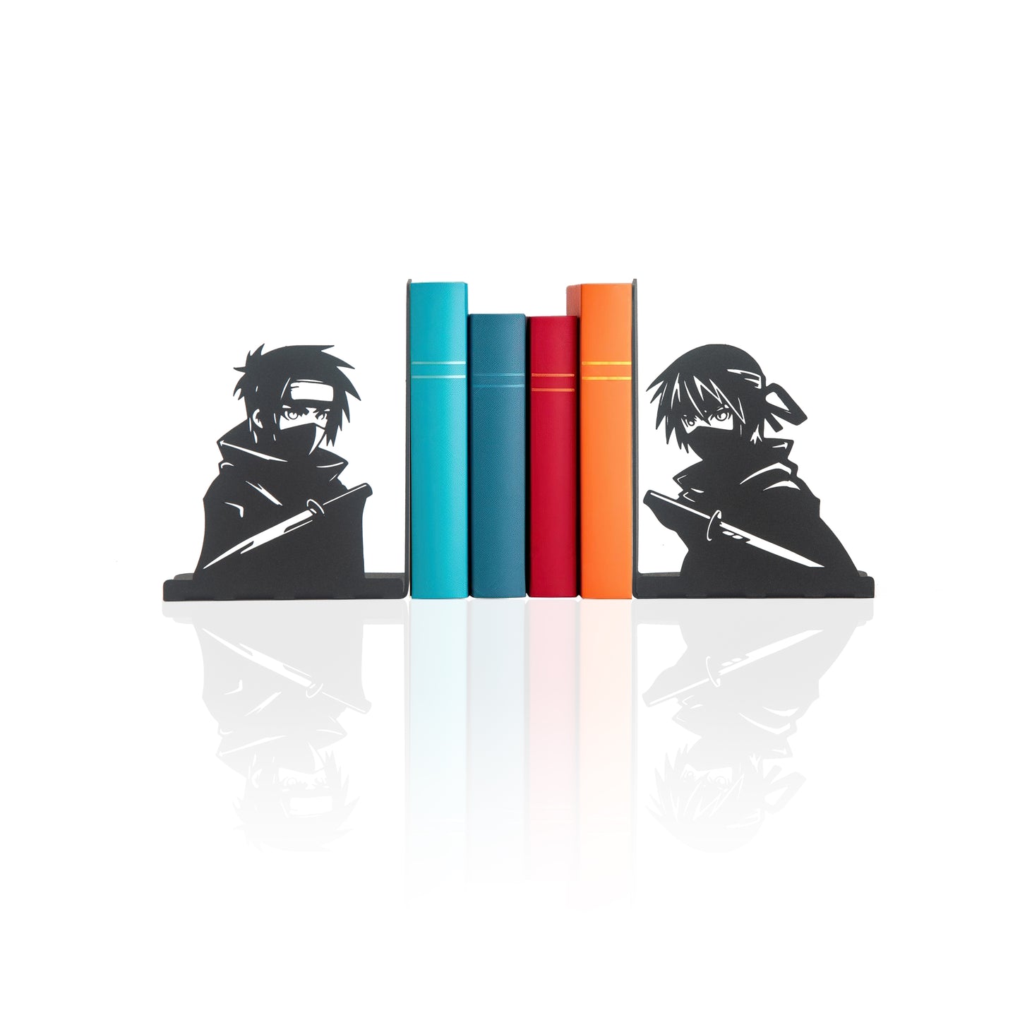 Anime Heroes Silhouette Bookends, Manga Theme Decorative Book Holders, Kids Room Decor, Cartoon Theme Bookends, for Kids, Bookends with Ninja Anime Heroes Silhouettes, Bookends for Kids
