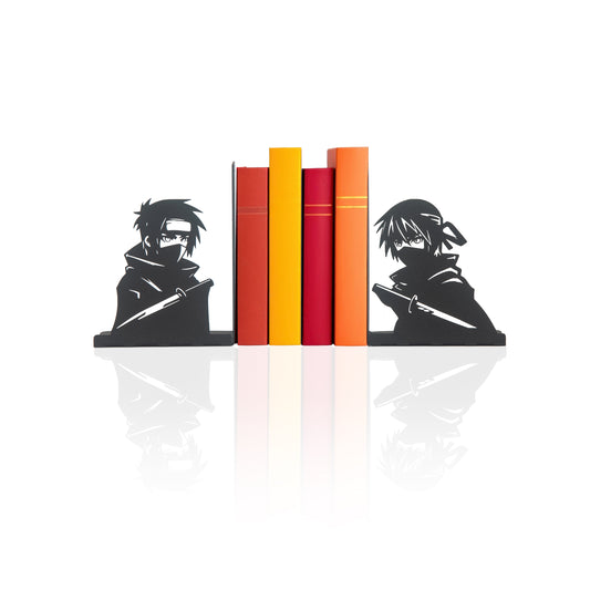 Anime Heroes Silhouette Bookends, Manga Theme Decorative Book Holders, Kids Room Decor, Cartoon Theme Bookends, for Kids, Bookends with Ninja Anime Heroes Silhouettes, Bookends for Kids