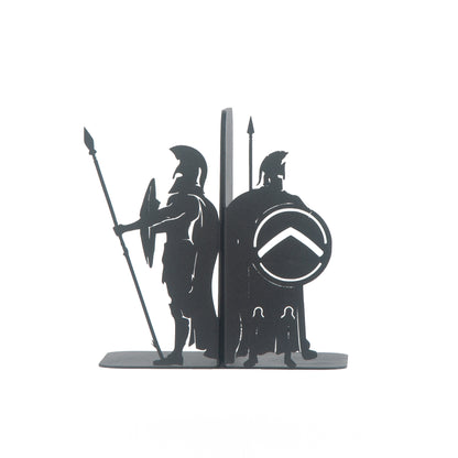 Spartan Guards Bookends, 300 Spartans Book Ends, Shields and Warriors Book Stand, Greek Mythology Themed Bookends, Decorative Medieval Themed Metal Book Holders, Soldiers Vibes, Gift for Kids