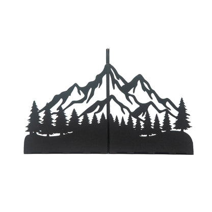 Decorative Mountain Silhouette Metal Bookends, Landscape Design, Forest Theme Book End, Mountain View Metal Bookends, Landscape Bookend, Forest Silhouette Book Holder, Tree Figured Bookend